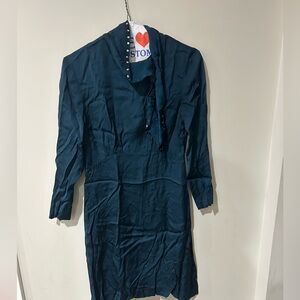 Sandro Deep Blue Long Sleeve Dress